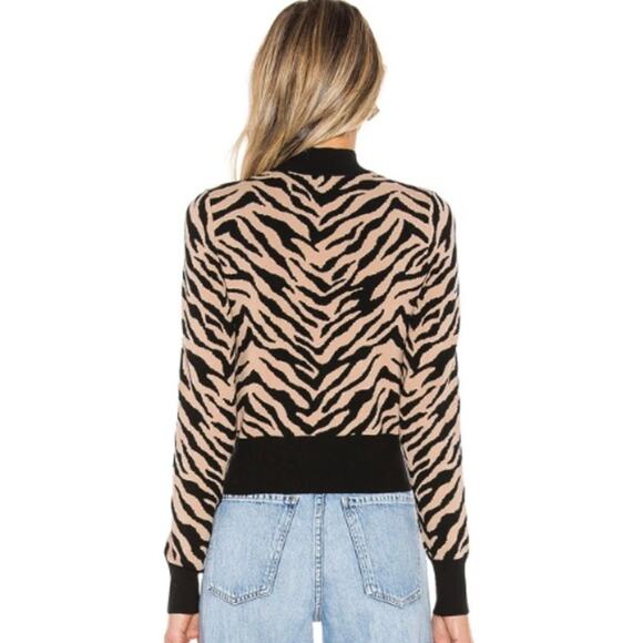 A.L.C. Lola Black & Tan Tiger Print Knit Sweater Size Small - Picture 10 of 16